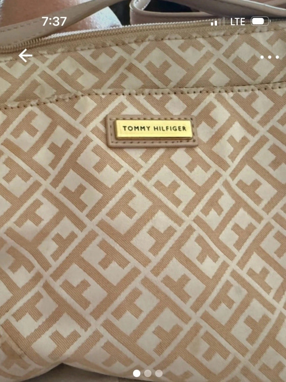 Tommy Hilfiger Monogram Jacquard Crossbody Bag Beige & White